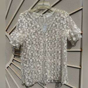 Maurices Cream Floral Lace Blouse